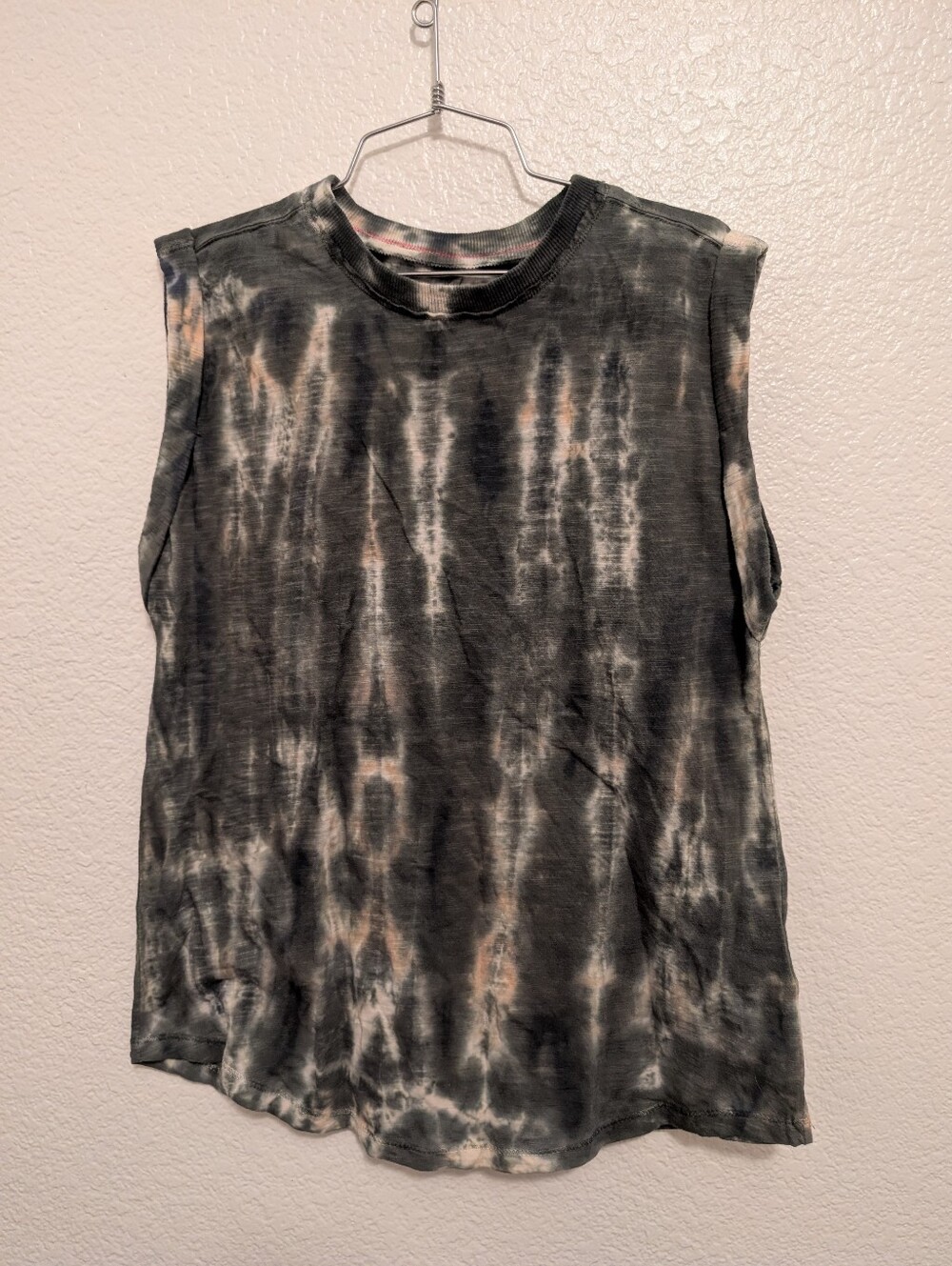 Anthropologie Pilcro Green Tie-Dye Sustainable Roll Sleeve Tank Top Size Small